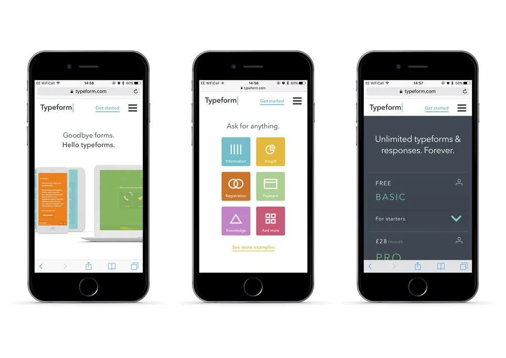 Examples of Mobile First Web Design - Typeform