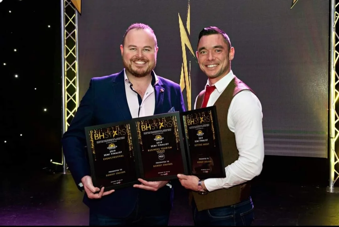 Dorset Cruises owners, Mike Corica &amp; Jon Morgan, at the BH Stars Awards 2019