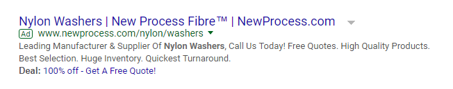 Example text based ad on Google