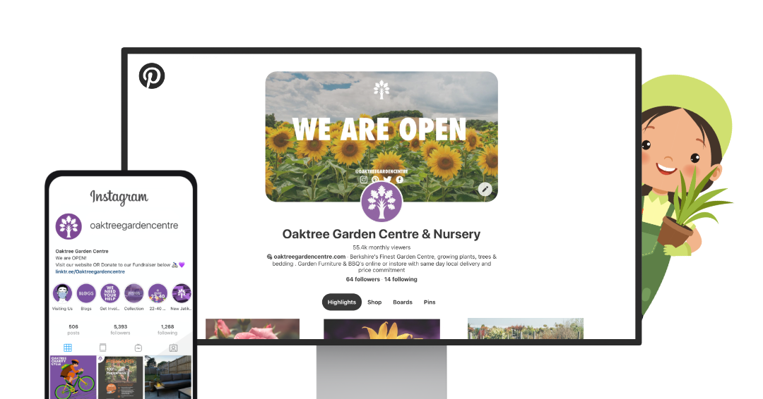 Social channels for Client, Oaktree Garden Centre