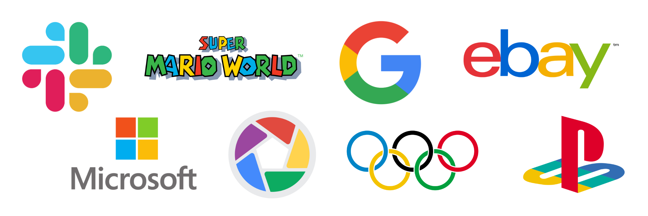    Famous Green, Yellow Blue & Red Logos   