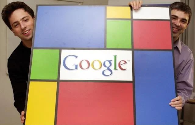 Larry Page, right, and Sergey Brin, launched Google in 1998, originally the search engine for Stanford University’s website.