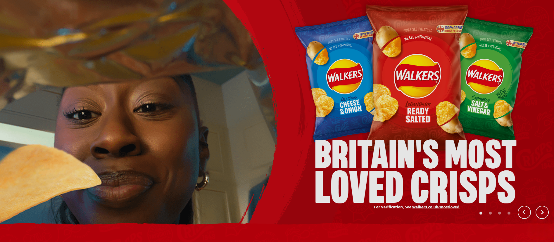 Walkers ’ landing page features a very bold statement, with a call-to-action in the subheading to back it up.
